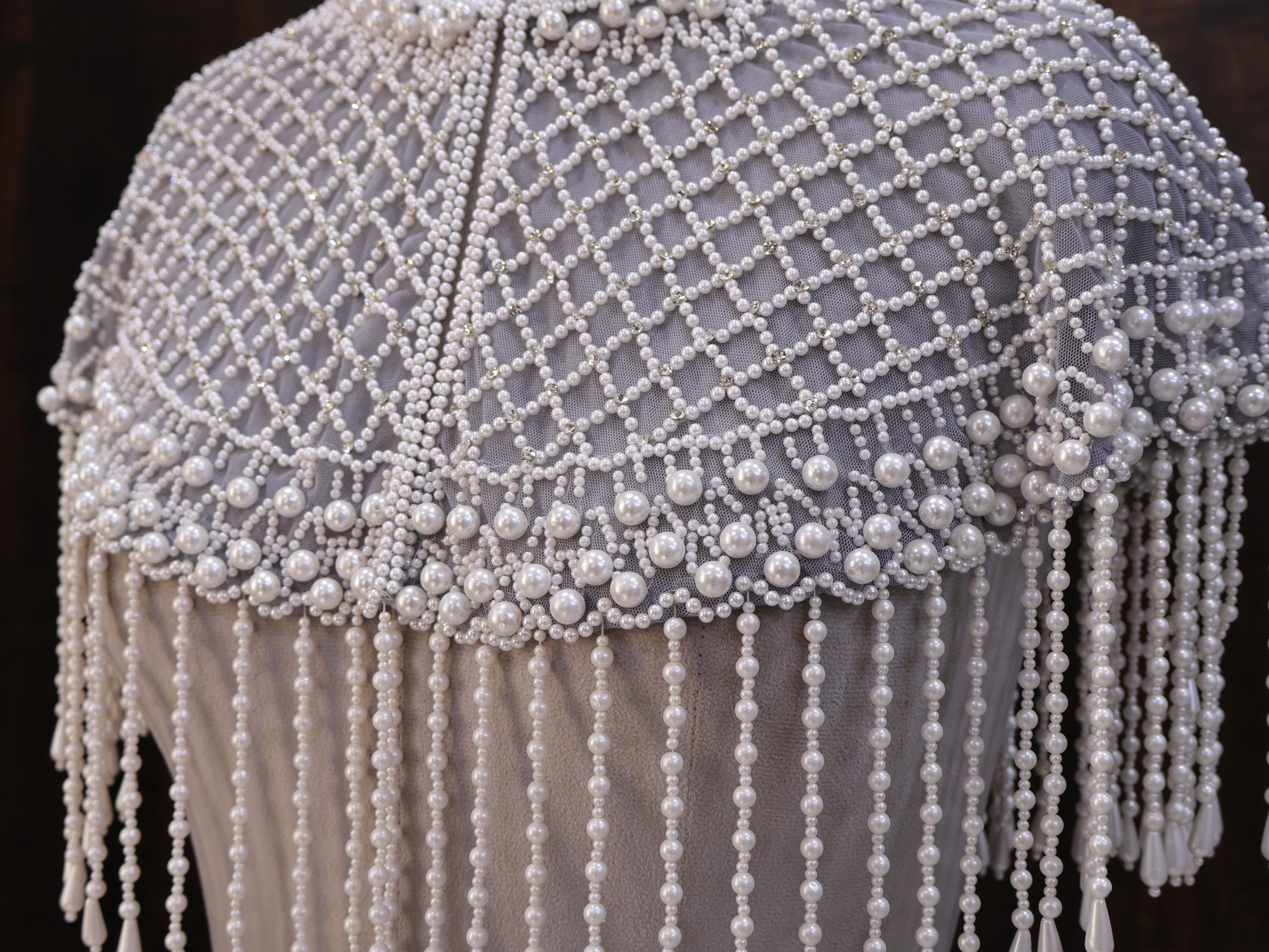 Luna: White Pearl Beaded Cape Wedding & Evening Cover-Up Shrug