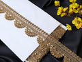 Brown Gold Sequin & Zari Scallop Trim Lace: Indian Sari Ribbon, 9 Yards