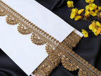 Brown Gold Sequin & Zari Scallop Trim Lace: Indian Sari Ribbon, 9 Yards