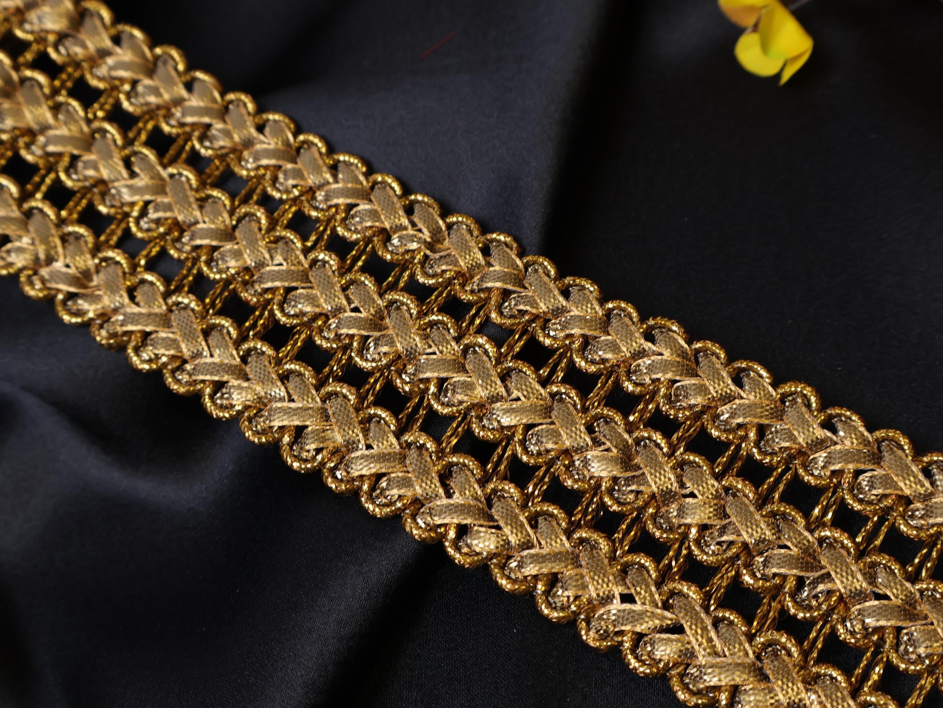 Dark Gold Indian Sari Ribbon Lace Trim: Boho Embellishment