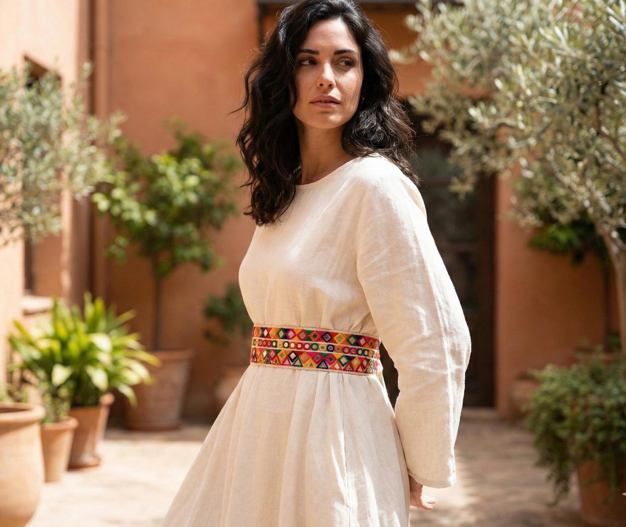 Mirrorwork Waist Belt: Bohemian Indie Style, Metal Clasp, 7cm Broad