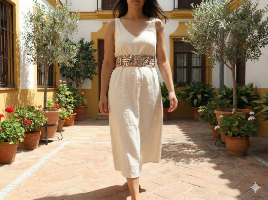 Mirrorwork Boho Waist Belt: Multicolor Embroidered Chain Belt