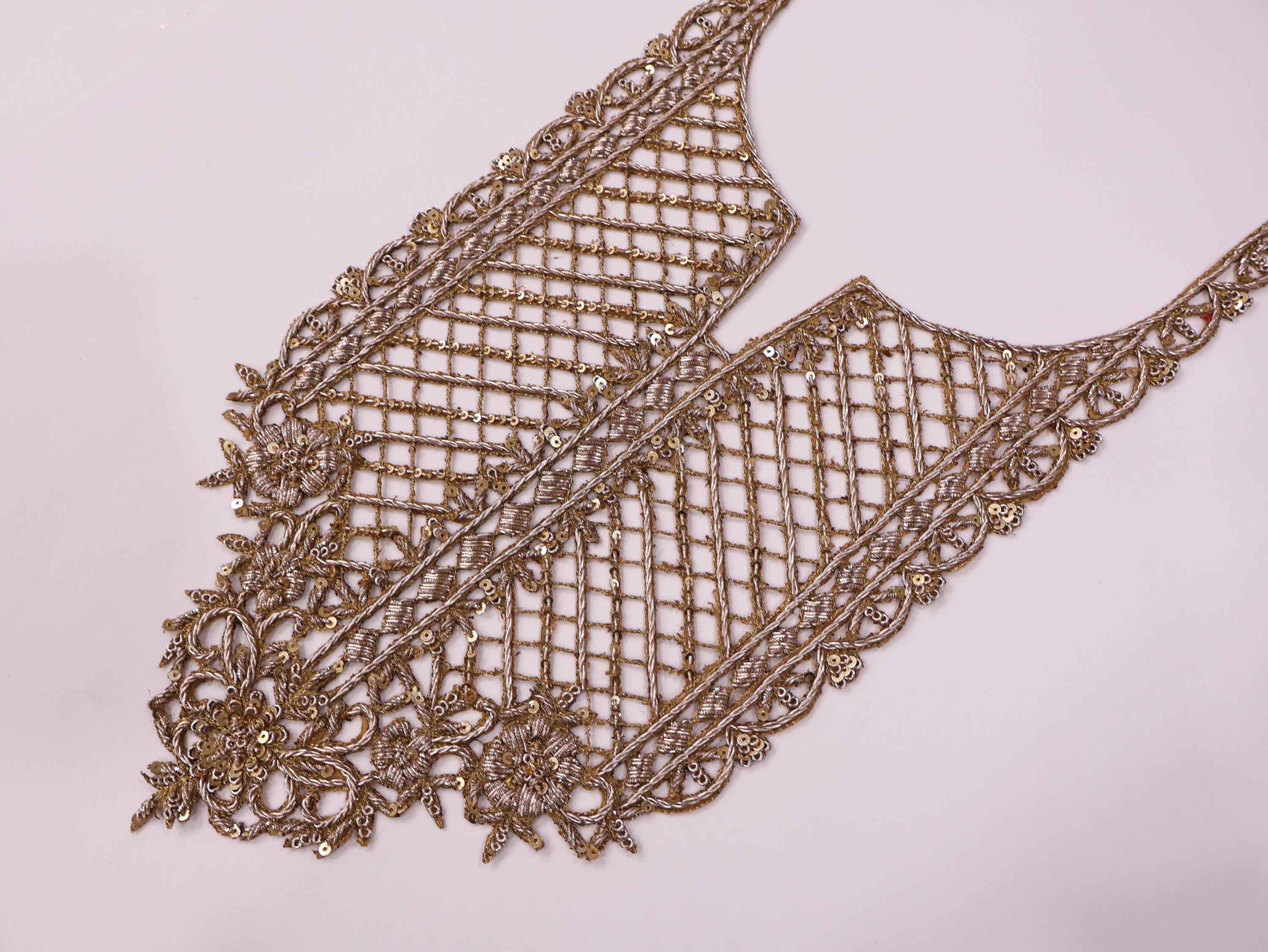 Golden Zardozi Pakistani Style Neckline Patch with Sleeves