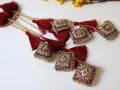 1 Pair Multi String Red Tassel Fringe Latkan Tieback: 35cm Long