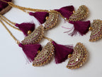 1 Pair Multi String Rich Purple Tassel Fringe Latkan Tieback: 35cm Long
