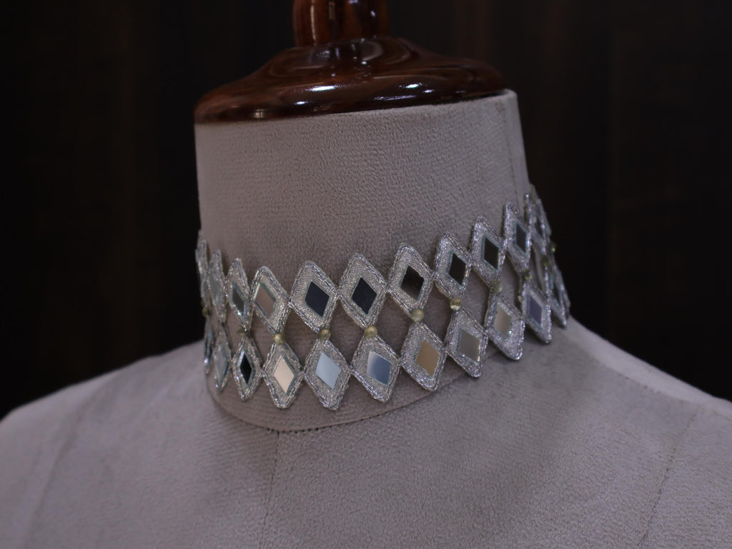 Sheesh Mahal Choker: Silver Handmade Cutwork Neck Collar