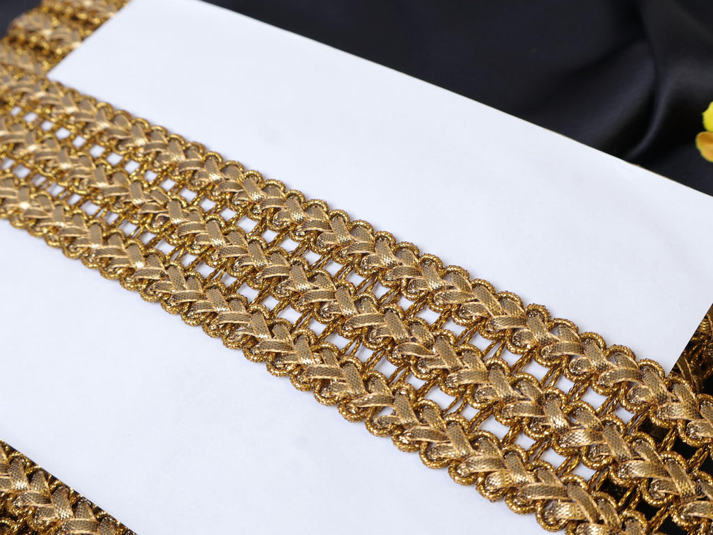Dark Gold Indian Sari Ribbon Lace Trim: Boho Embellishment