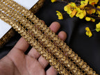 Dark Gold Indian Sari Ribbon Lace Trim: Boho Embellishment