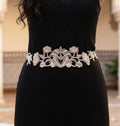 Hand Embroidered Floral Waist Belt: Vintage Style Off White Belt