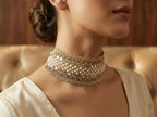 Pearl & Mirror Bohemian Choker: Handmade Ethnic Wedding Collar