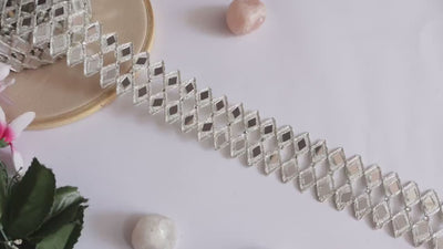 Silver Mirror Cutwork Lace Trim: Indian Sari Border, DIY Sewing (4cm Wide)