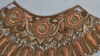 Zardozi Embroidered Neckline Applique: Indian Sew-On Patch