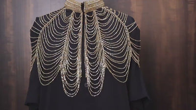 Golden Beaded Fringe Capelet: Wedding & Evening Accessory