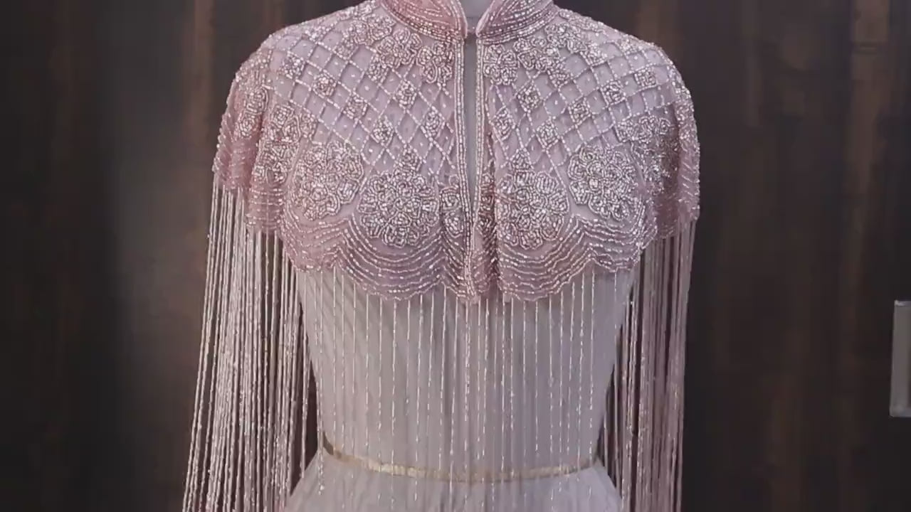 Rose Gold Beaded Bridal Cape: Wedding & Evening Cover-Up Shrug