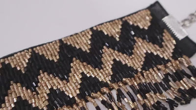 Black Golden Luxe Choker: Handmade Ethnic Beaded Necklace