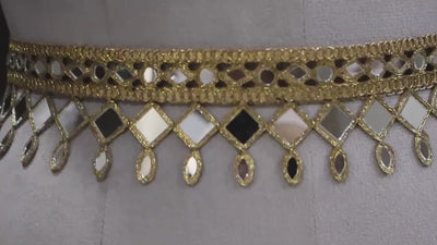 Dark Gold Mirrorwork Waist Belt: Adjustable Clasp, Classic Statement Jewelry